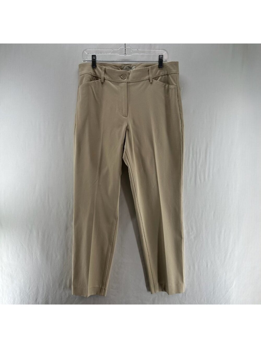 Talbots Hampshire Ankle Dress Pants Women 12 Curvy High Rise Work Trousers Beige